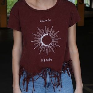American Eagle Outfitters Dark Red String T -Shirt